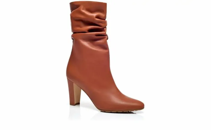 Women Brown Nappa Leather Mid Calf Boots Manolo Blahnik Boots