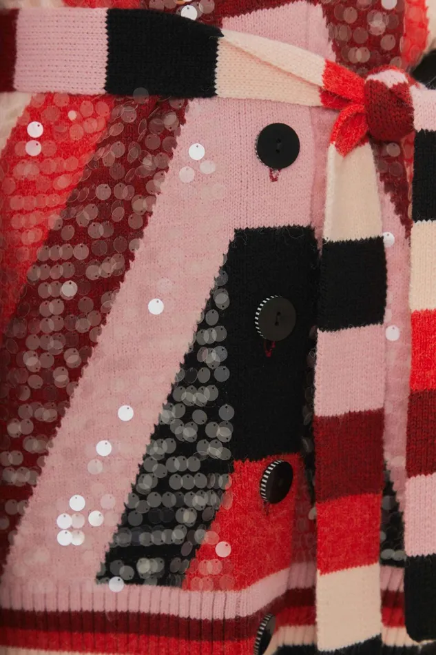 Women Cardigans Farm Rio Colorful Stripes Knit Cardigan