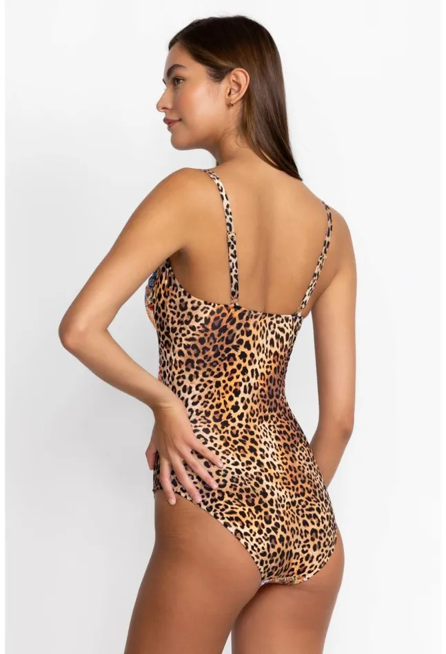 Women Cheetah Ruched One Piece Multi Johnny Was Swim and Resort