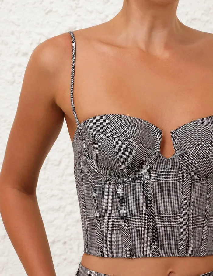 Women Clothing Zimmermann Crush Check Bustier Check