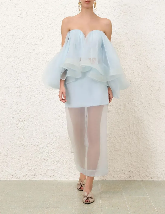 Women Clothing Zimmermann Crush Layered Pencil Skirt Mint