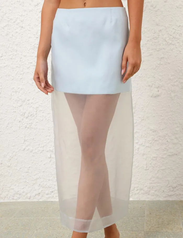 Women Clothing Zimmermann Crush Layered Pencil Skirt Mint
