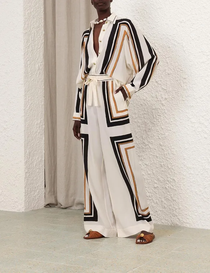 Women Clothing Zimmermann Draw Waist Pant Stripe