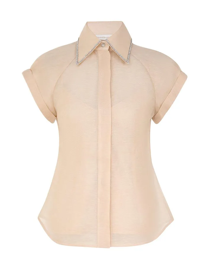 Women Clothing Zimmermann Eden Fitted Blouse Cream