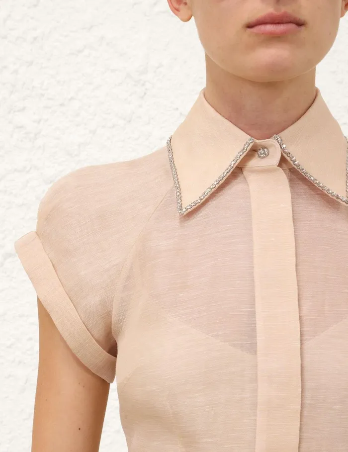 Women Clothing Zimmermann Eden Fitted Blouse Cream