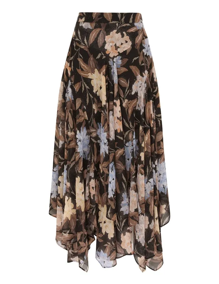 Women Clothing Zimmermann Eden Handkerchief Skirt Black Inca Lily