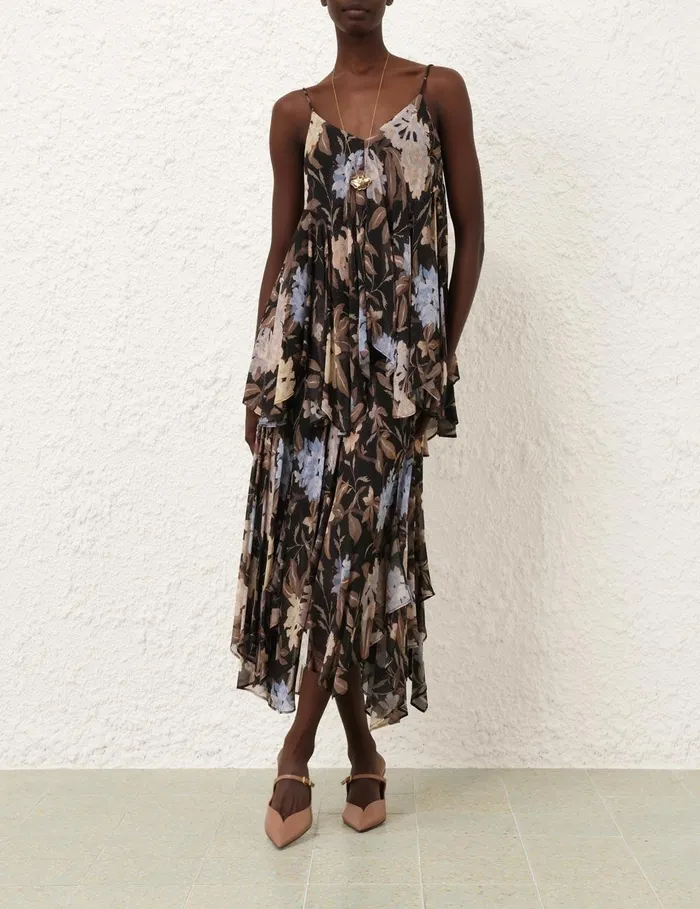 Women Clothing Zimmermann Eden Handkerchief Skirt Black Inca Lily