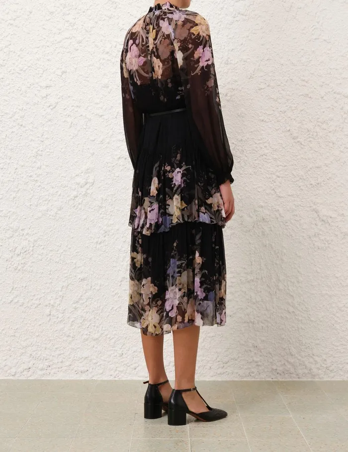 Women Clothing Zimmermann Eden Tiered Midi Dress Iris Sherbet