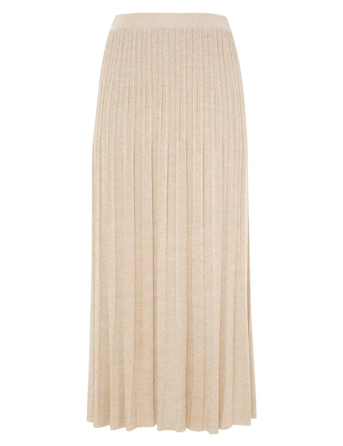 Women Clothing Zimmermann Halliday Rib Midi Skirt Cream Lurex