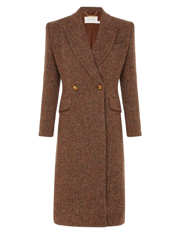 Women Clothing Zimmermann Illustration Hourglass Coat Brown Multi