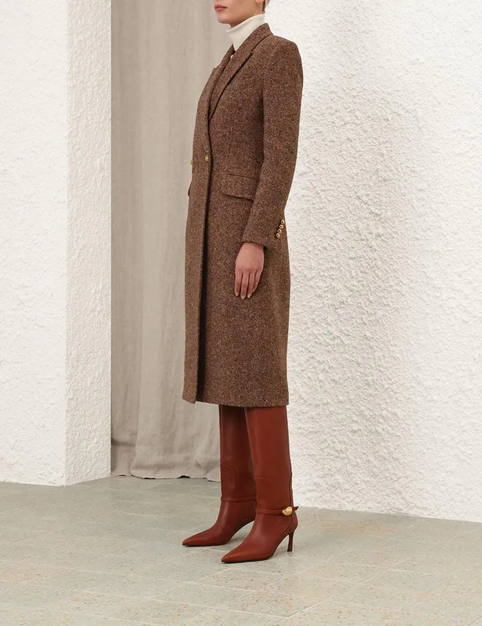 Women Clothing Zimmermann Illustration Hourglass Coat Brown Multi