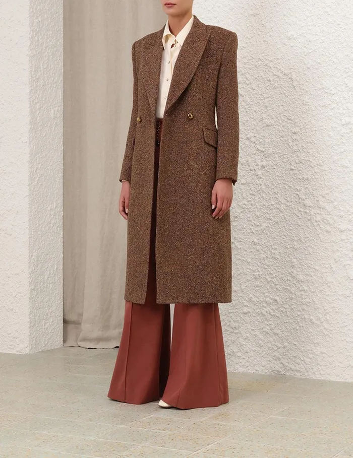 Women Clothing Zimmermann Illustration Hourglass Coat Brown Multi