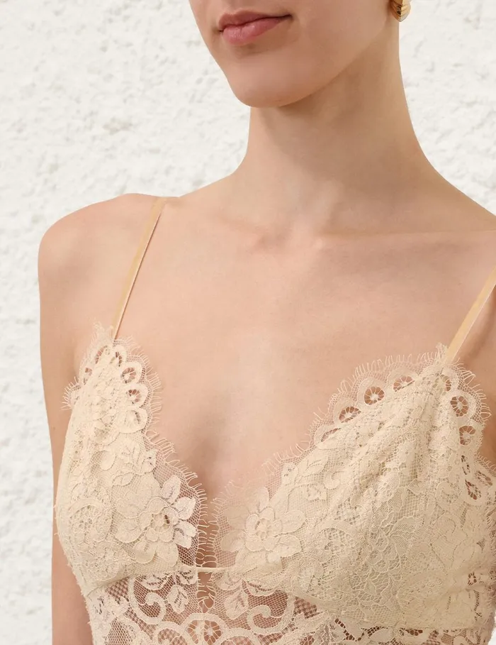 Women Clothing Zimmermann Illustration Lace Teddy Cream