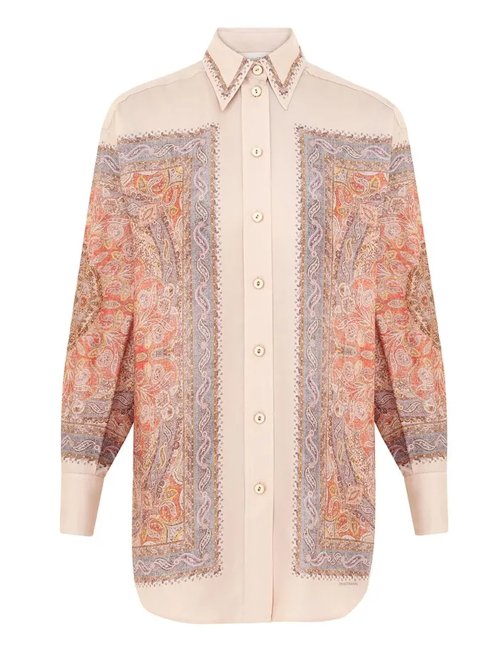 Women Clothing Zimmermann Illustration Paisley Shirt Paisley Haze