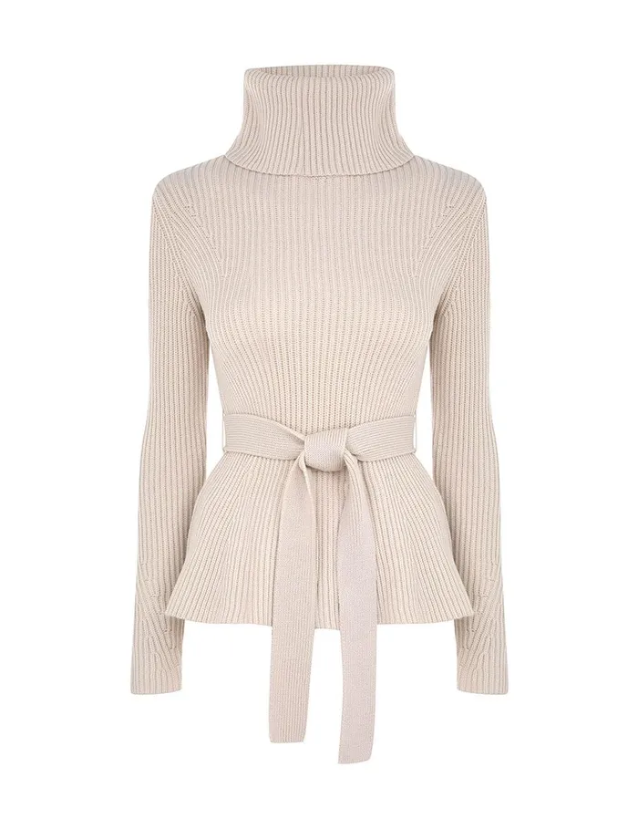 Women Clothing Zimmermann Illustration Peplum Sweater Cream