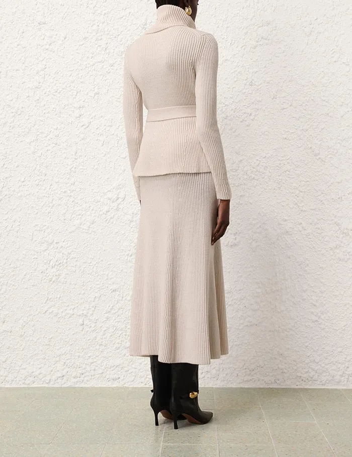Women Clothing Zimmermann Illustration Peplum Sweater Cream