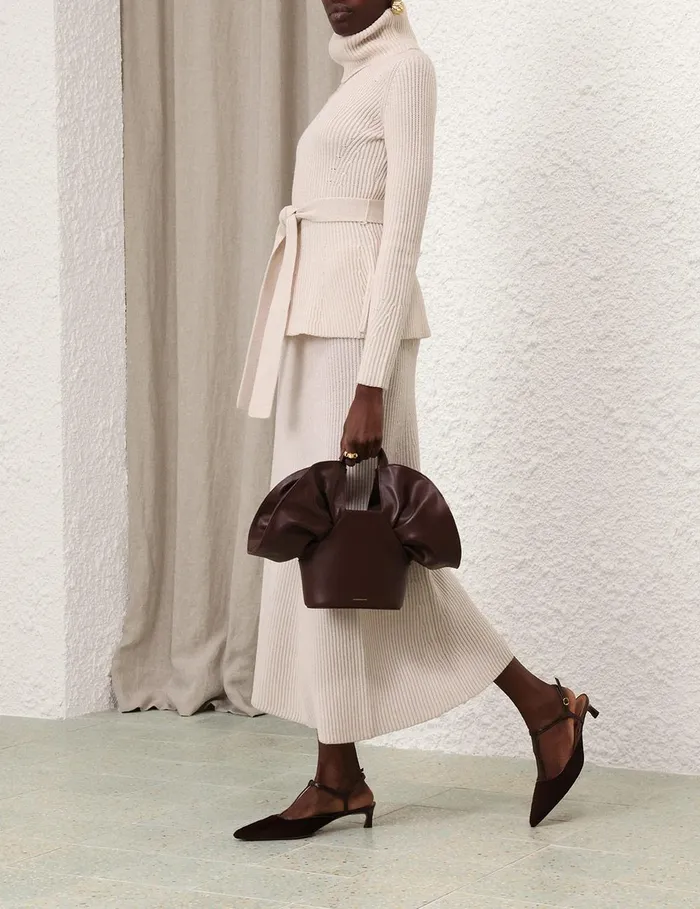 Women Clothing Zimmermann Illustration Peplum Sweater Cream