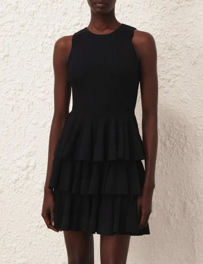 Women Clothing Zimmermann Illustration Ruffled Mini Black