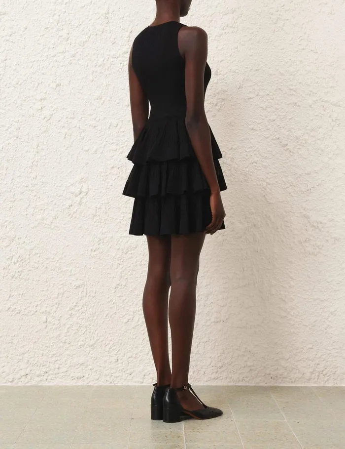 Women Clothing Zimmermann Illustration Ruffled Mini Black