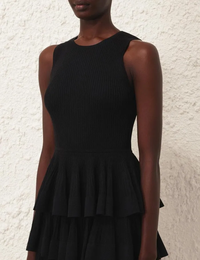 Women Clothing Zimmermann Illustration Ruffled Mini Black