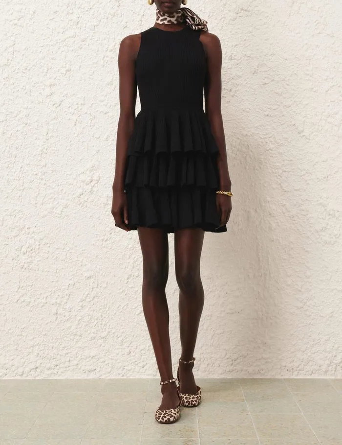 Women Clothing Zimmermann Illustration Ruffled Mini Black