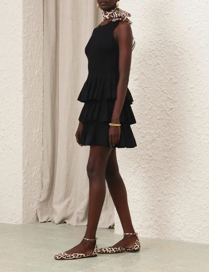 Women Clothing Zimmermann Illustration Ruffled Mini Black