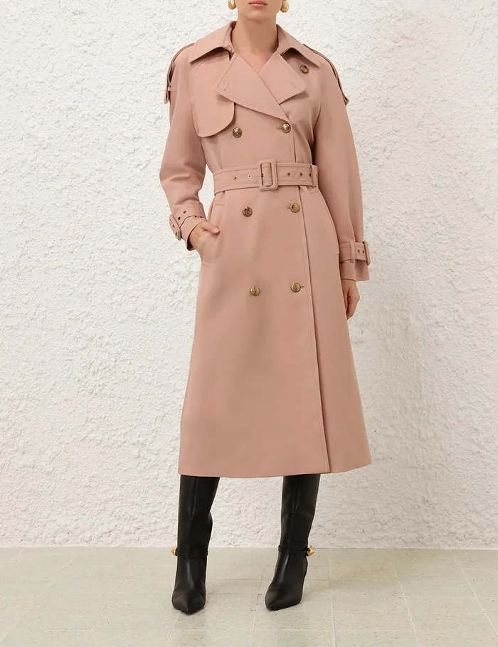 Women Clothing Zimmermann Illustration Trench Coat Biscuit