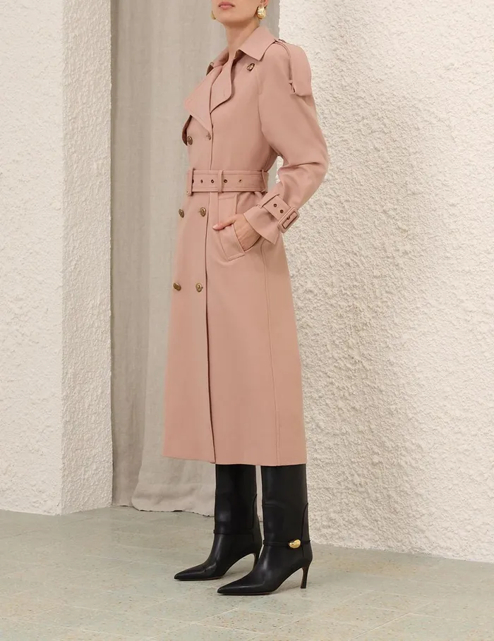 Women Clothing Zimmermann Illustration Trench Coat Biscuit