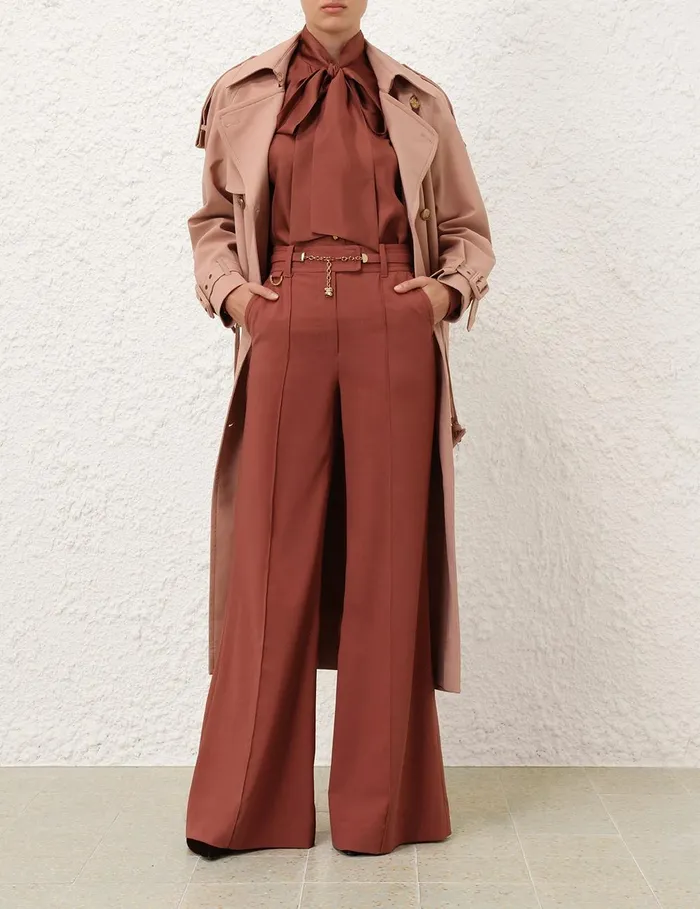 Women Clothing Zimmermann Illustration Trench Coat Biscuit