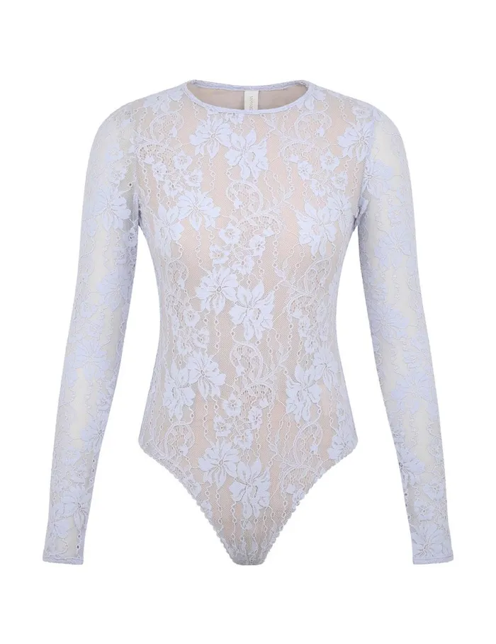 Women Clothing Zimmermann Lace Bodysuit Light Blue