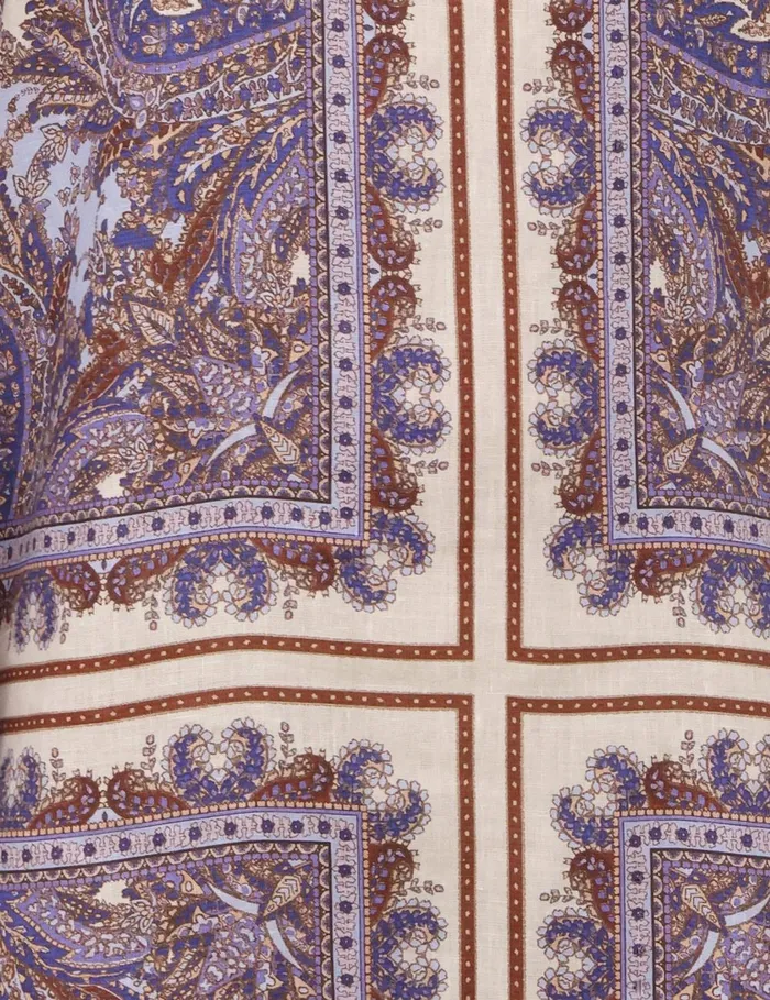 Women Clothing Zimmermann Ottie Kaftan Midi Dress Purple Paisley