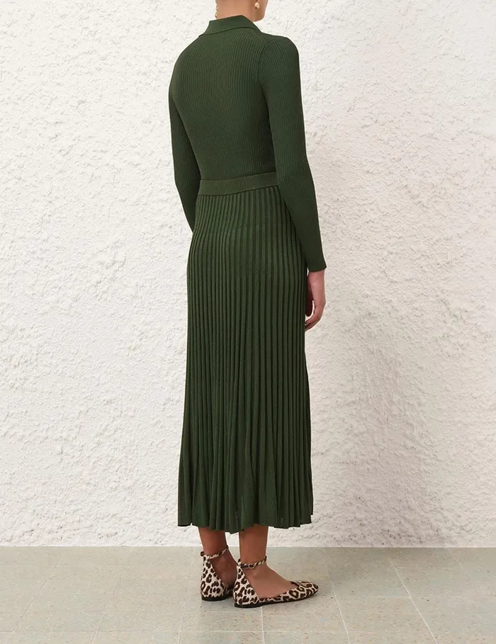 Women Clothing Zimmermann Pleated Midi Skirt Forest