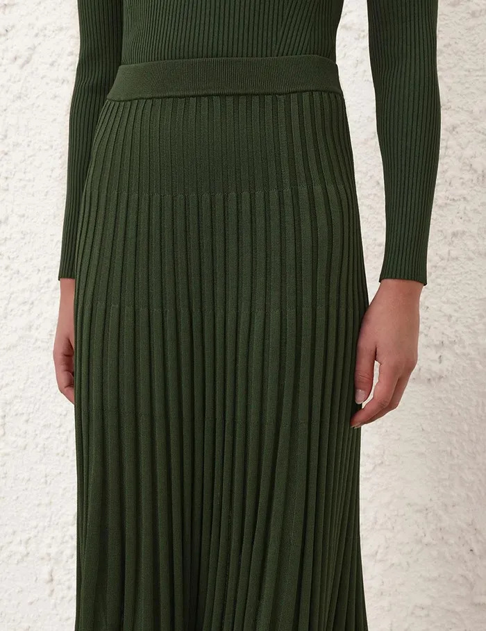 Women Clothing Zimmermann Pleated Midi Skirt Forest