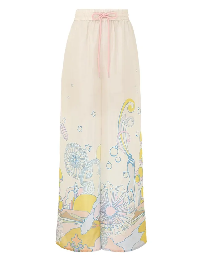 Women Clothing Zimmermann Pop Relaxed Pant Watercolour Multi