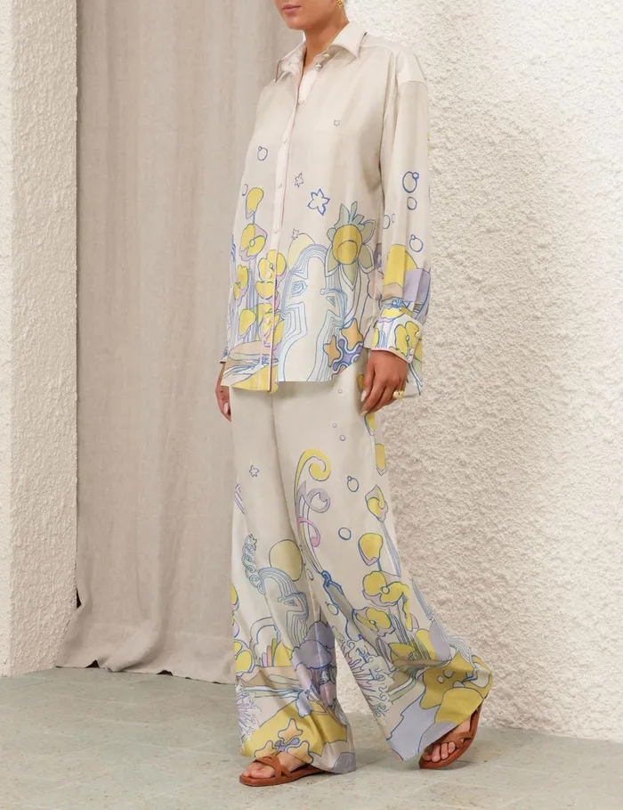 Women Clothing Zimmermann Pop Relaxed Pant Watercolour Multi
