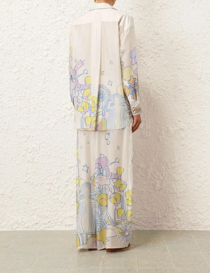 Women Clothing Zimmermann Pop Relaxed Pant Watercolour Multi