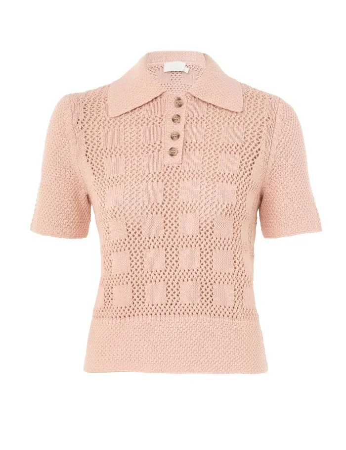 Women Clothing Zimmermann Waverly Polo Top Dusty Pink