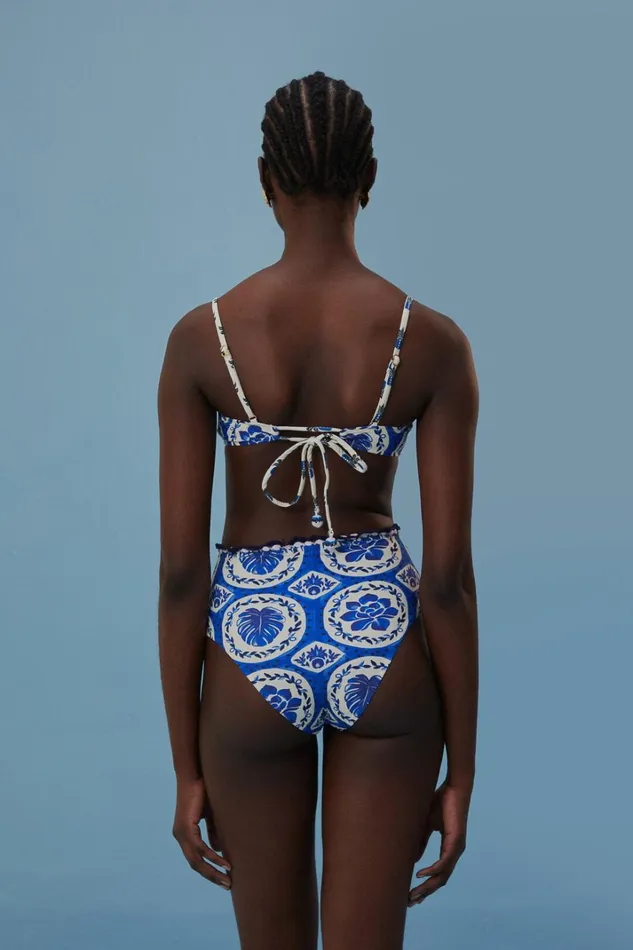 Women Crop Tops Farm Rio Blue Tile Dream Bikini Top