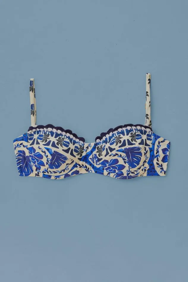 Women Crop Tops Farm Rio Blue Tile Dream Bikini Top