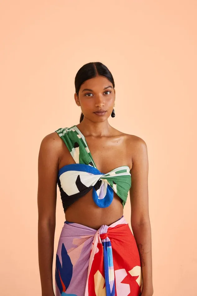 Women Crop Tops Farm Rio Brasil Bahia Scarves Crop Top
