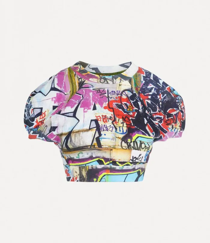 Women Cropped Football Tshirt Graffiti Vivienne Westwood Tops And Shirts