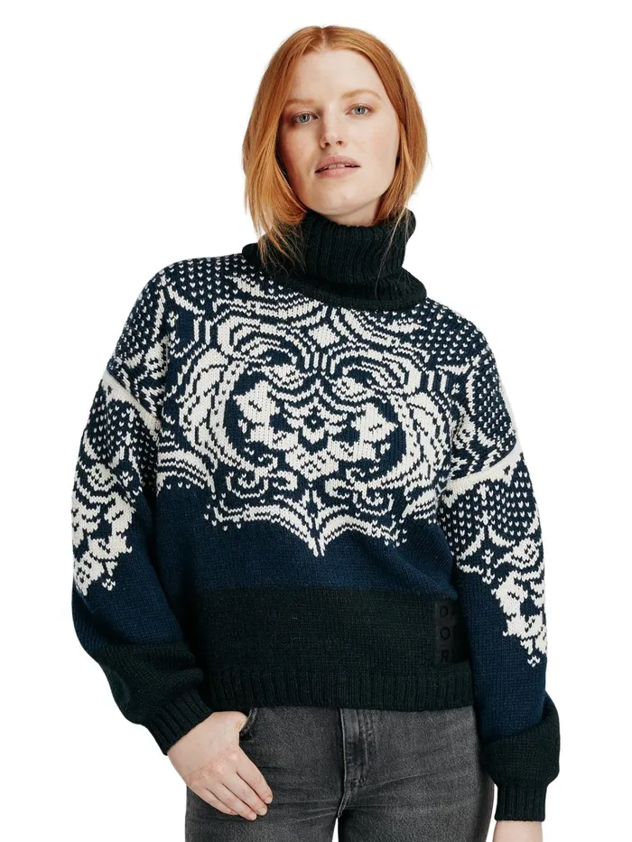 Women Dale Of Norway Turtleneck Blomdalen Sweater 8211 Alpacamerino