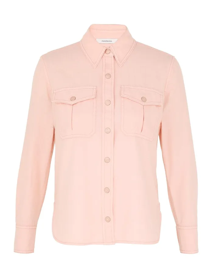 Women Denim Zimmermann Maxine Denim Body Shirt Blush