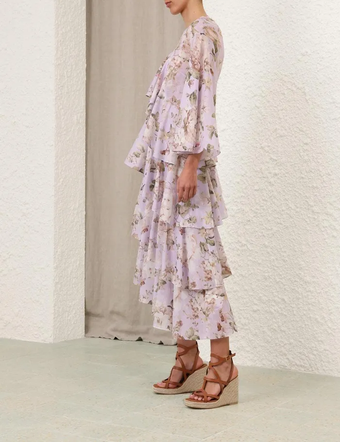 Women Dresses and Coverups Zimmermann Acacia Asymmetric Midi Dress Lilac Floral