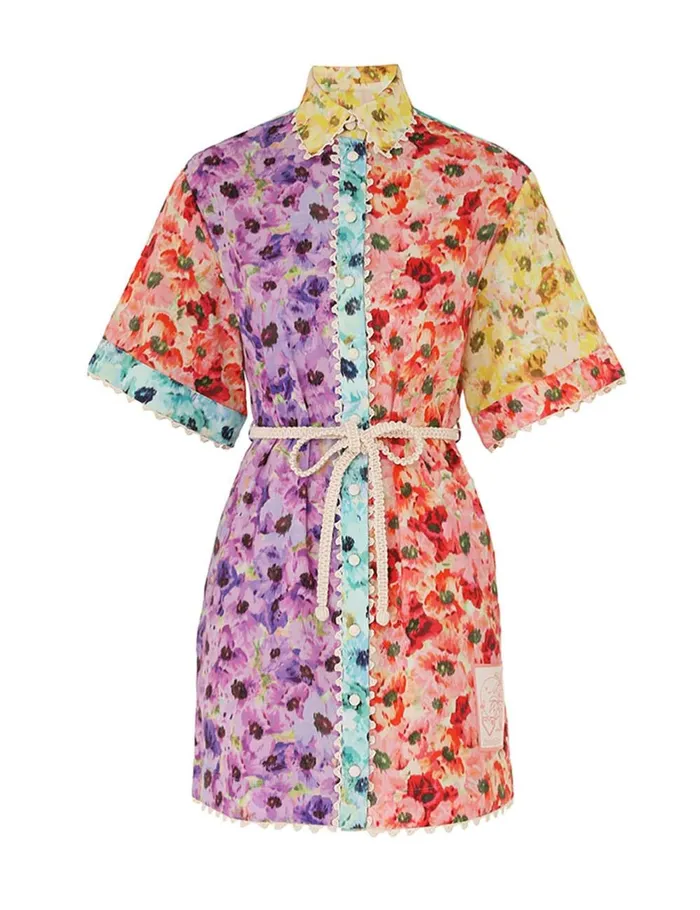 Women Dresses and Coverups Zimmermann Lightburst Trimmed Shirt Dress Spliced