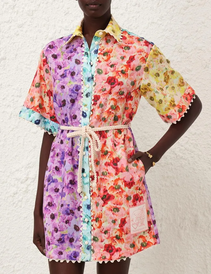 Women Dresses and Coverups Zimmermann Lightburst Trimmed Shirt Dress Spliced
