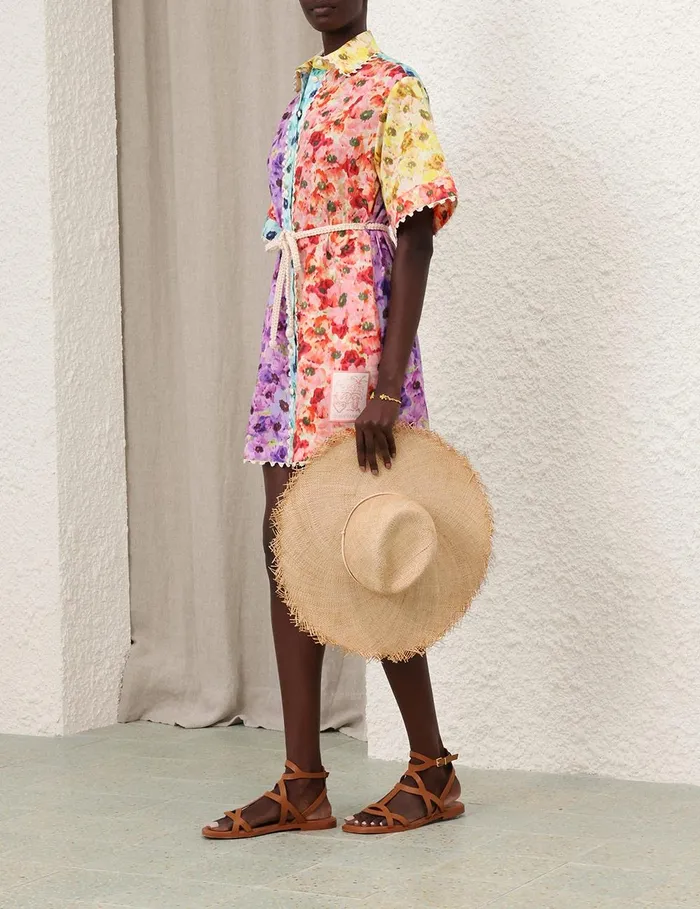 Women Dresses and Coverups Zimmermann Lightburst Trimmed Shirt Dress Spliced