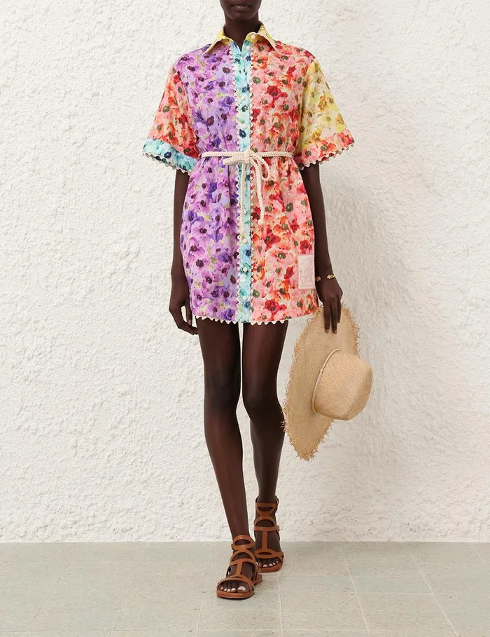 Women Dresses and Coverups Zimmermann Lightburst Trimmed Shirt Dress Spliced