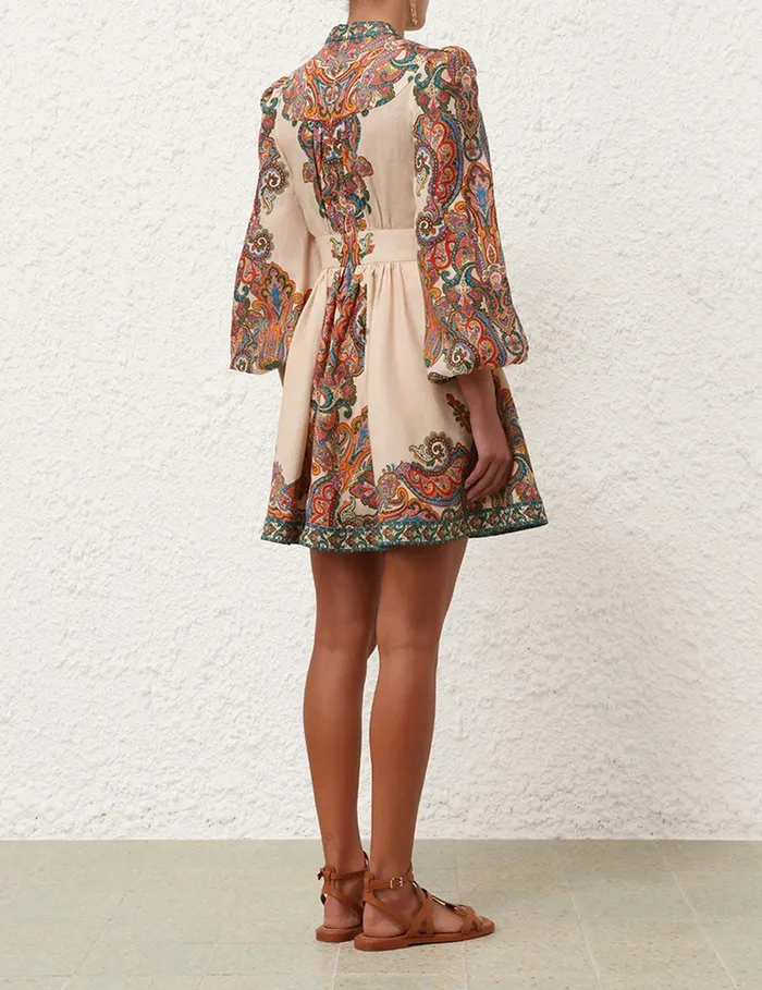 Women Dresses and Coverups Zimmermann Ottie Plunge Mini Dress Multi Paisley