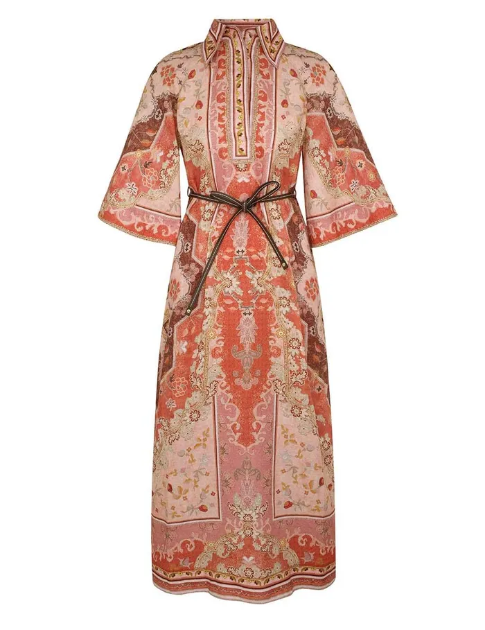 Women Dresses and Coverups Zimmermann Wylie Tunic Midi Dress Rust Multi